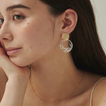 ciite' シーテ ピアス（両耳用） 梨地ゴールドプレート × クリアピアス (両耳用)