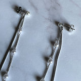 ciite' シーテ ピアス（両耳用） パール & ロングチェーン ドロップピアス (両耳用)