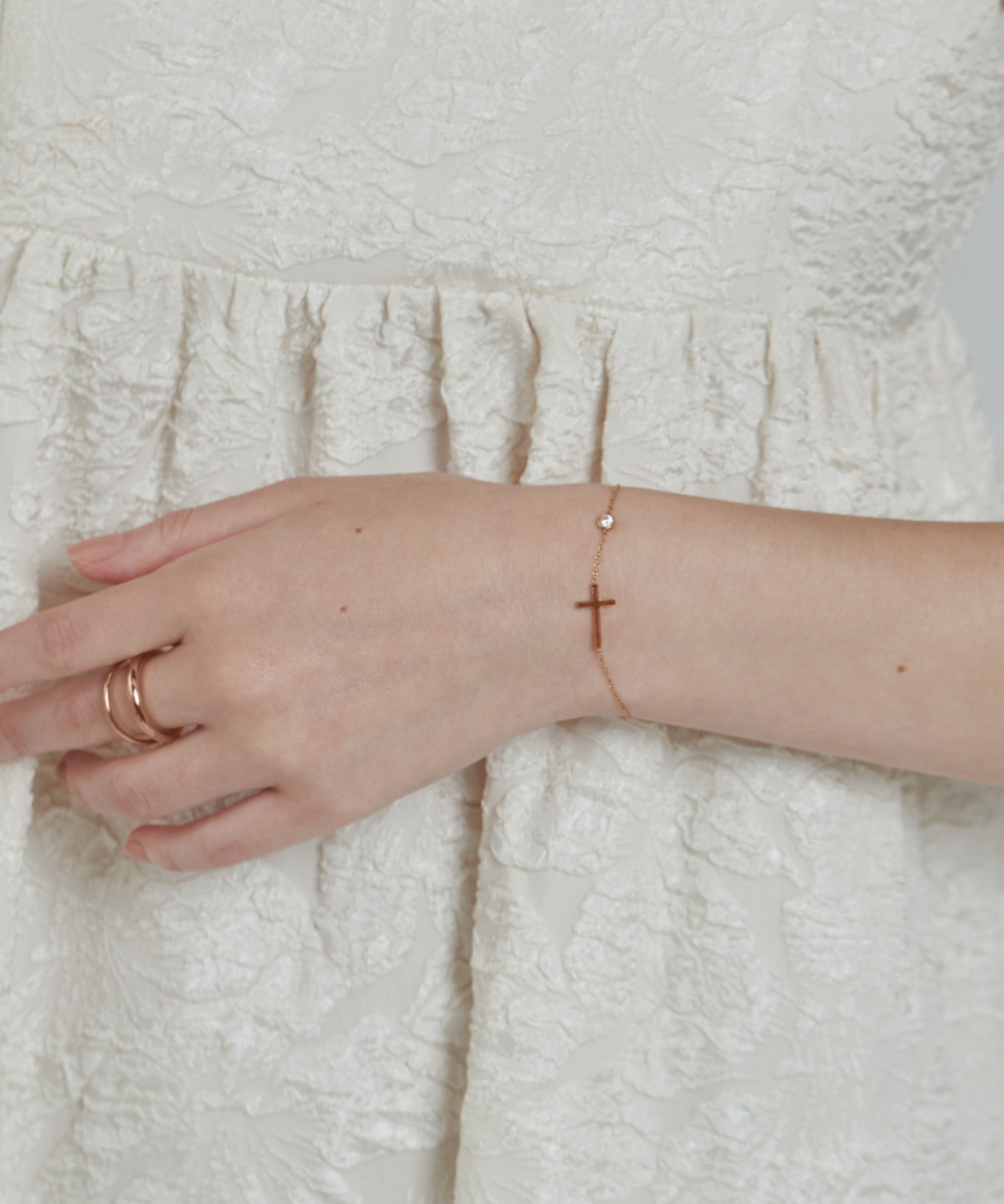 ciite' シーテ ブレスレット 【 金属アレルギー対応 】 クロスビジューブレスレット サージカルステンレス