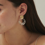 ciite' シーテ ピアス（両耳用） 梨地ゴールドプレート × クリアピアス (両耳用)
