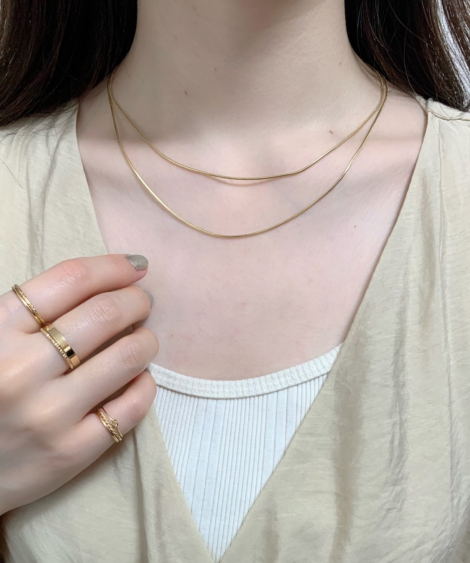 ciite' シーテ ネックレス simple double snake necklace / シンプル2連スネークネックレス