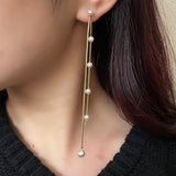 ciite' シーテ ピアス（両耳用） パール & ロングチェーン ドロップピアス (両耳用)