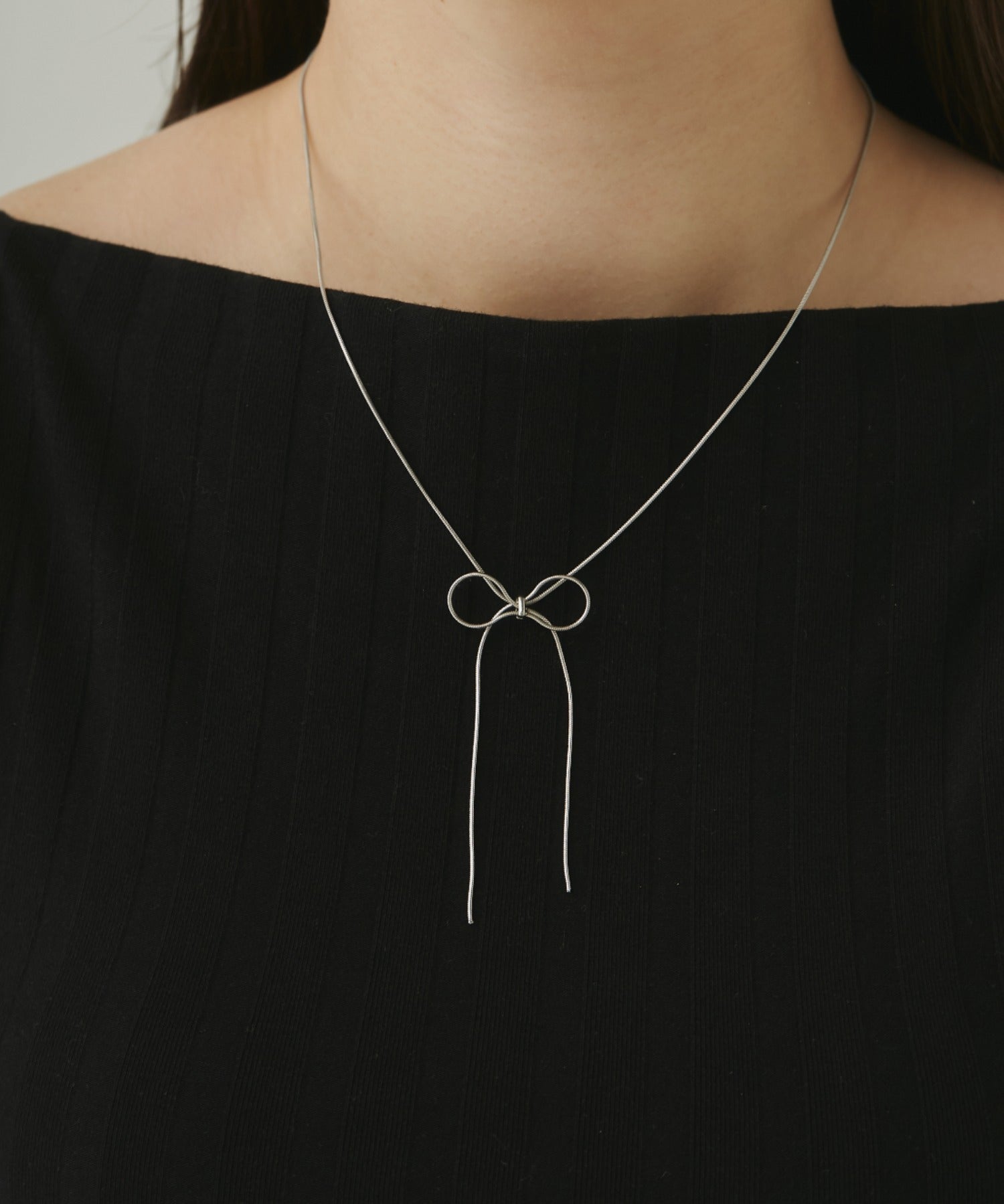 ciite' シーテ ネックレス 【 金属アレルギー対応 】 simple ribbon necklace / シンプル リボン ネックレス サージカルステンレス 316L