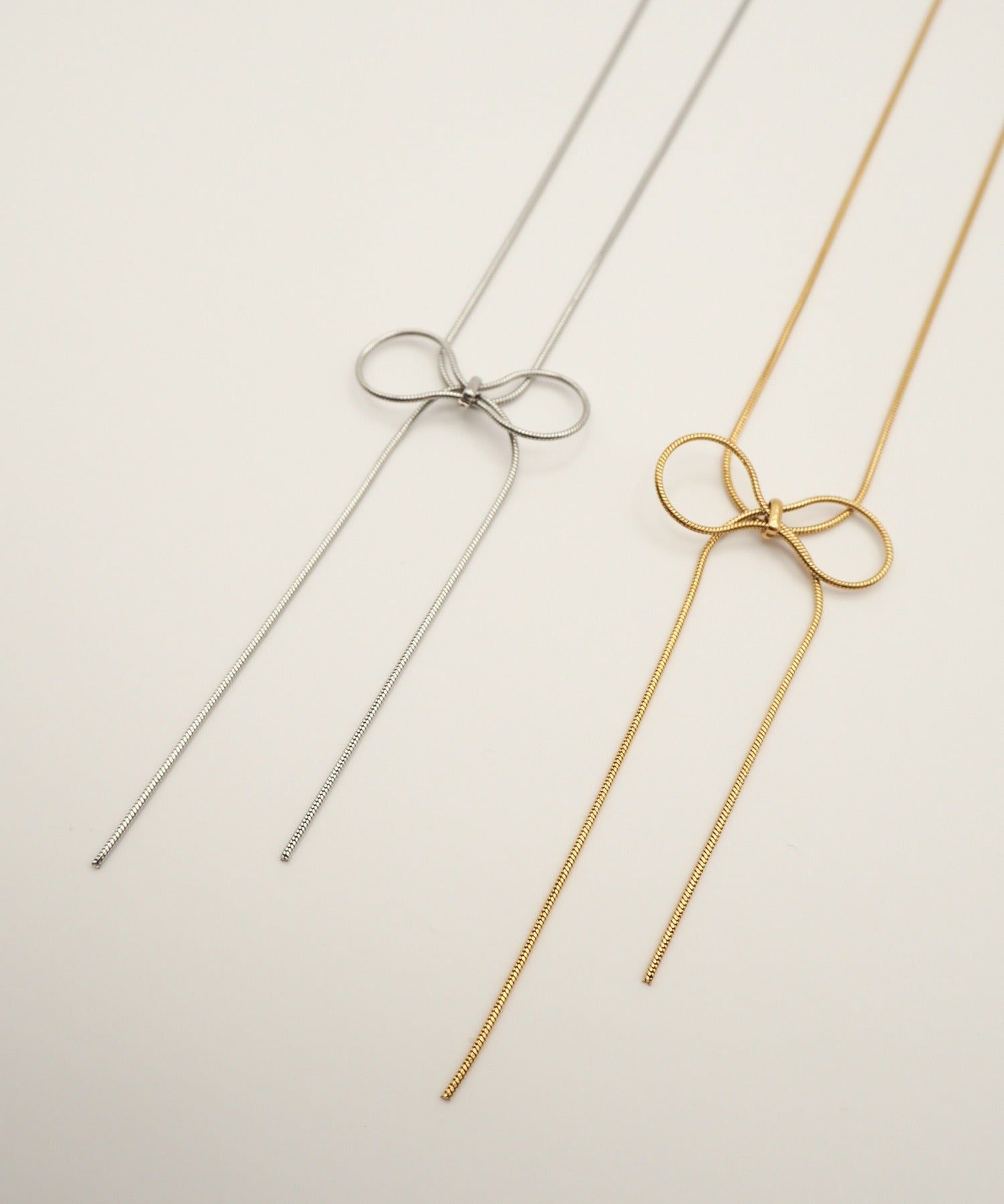 ciite' シーテ ネックレス 【 金属アレルギー対応 】 simple ribbon necklace / シンプル リボン ネックレス サージカルステンレス 316L