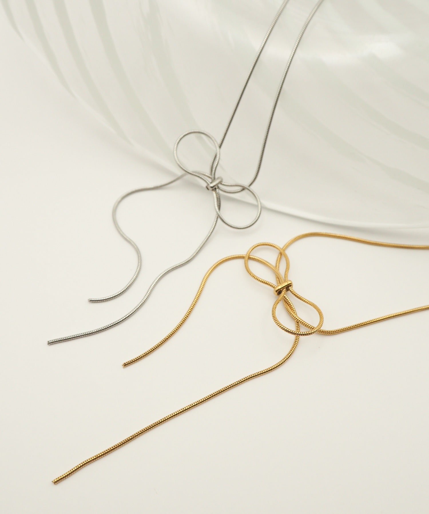 ciite' シーテ ネックレス 【 金属アレルギー対応 】 simple ribbon necklace / シンプル リボン ネックレス サージカルステンレス 316L