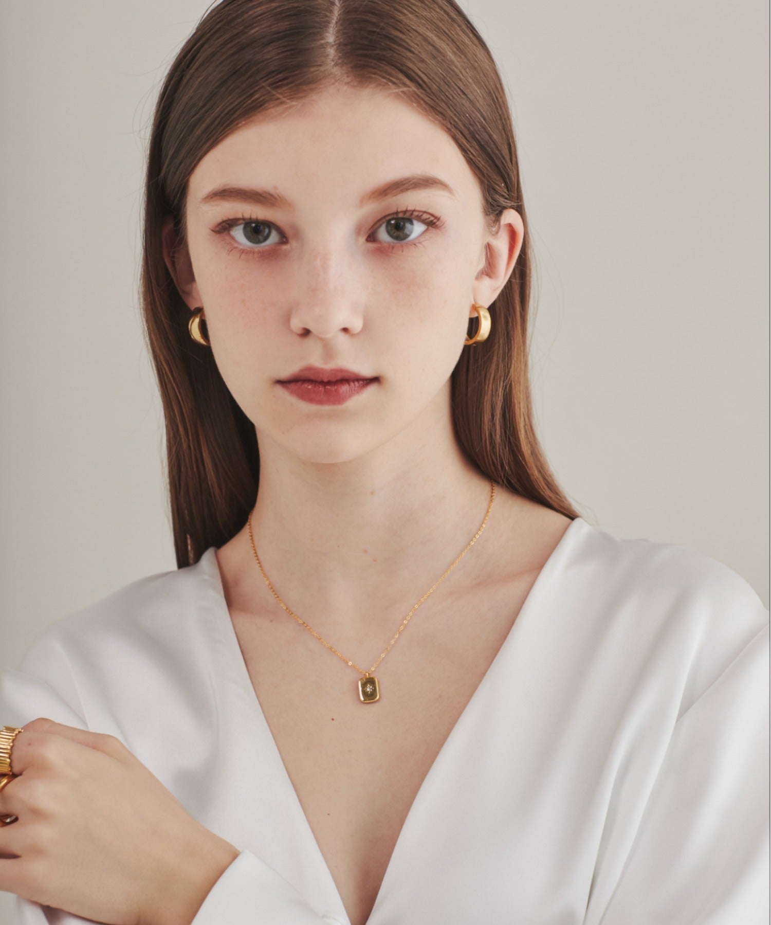 ciite' シーテ ネックレス 【 金属アレルギー対応 】 プレートビジューネックレス サージカルステンレス