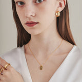 ciite' シーテ ネックレス 【 金属アレルギー対応 】 プレートビジューネックレス サージカルステンレス