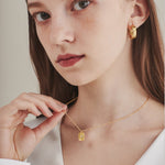 ciite' シーテ ネックレス 【 金属アレルギー対応 】 プレートビジューネックレス サージカルステンレス