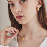 ciite' シーテ ネックレス 【 金属アレルギー対応 】 プレートビジューネックレス サージカルステンレス