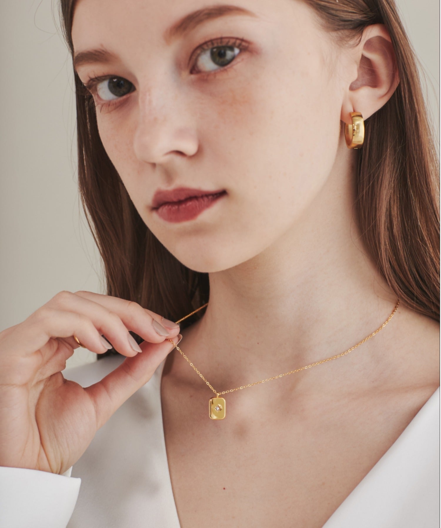 ciite' シーテ ネックレス 【 金属アレルギー対応 】 プレートビジューネックレス サージカルステンレス