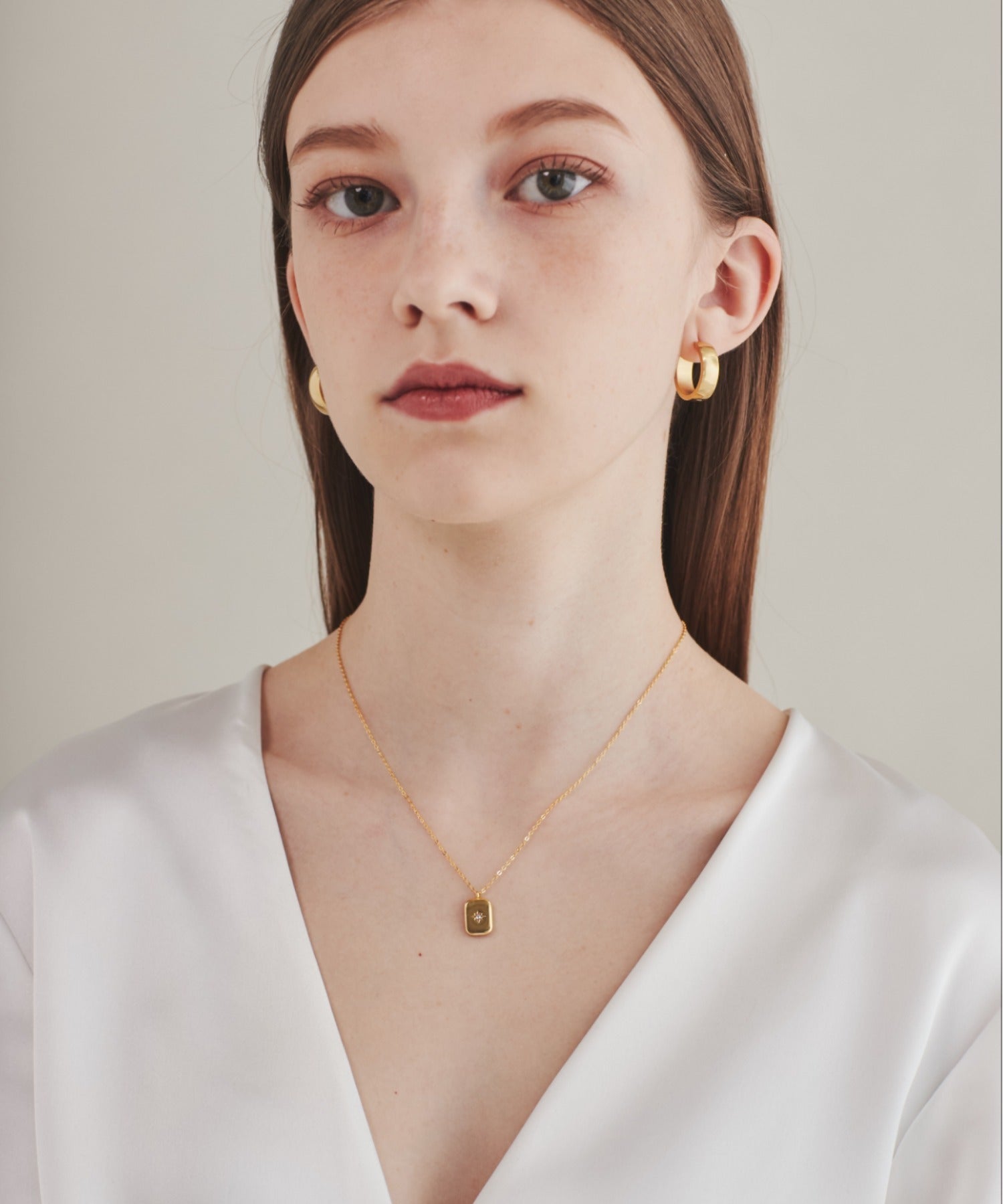 ciite' シーテ ネックレス 【 金属アレルギー対応 】 プレートビジューネックレス サージカルステンレス