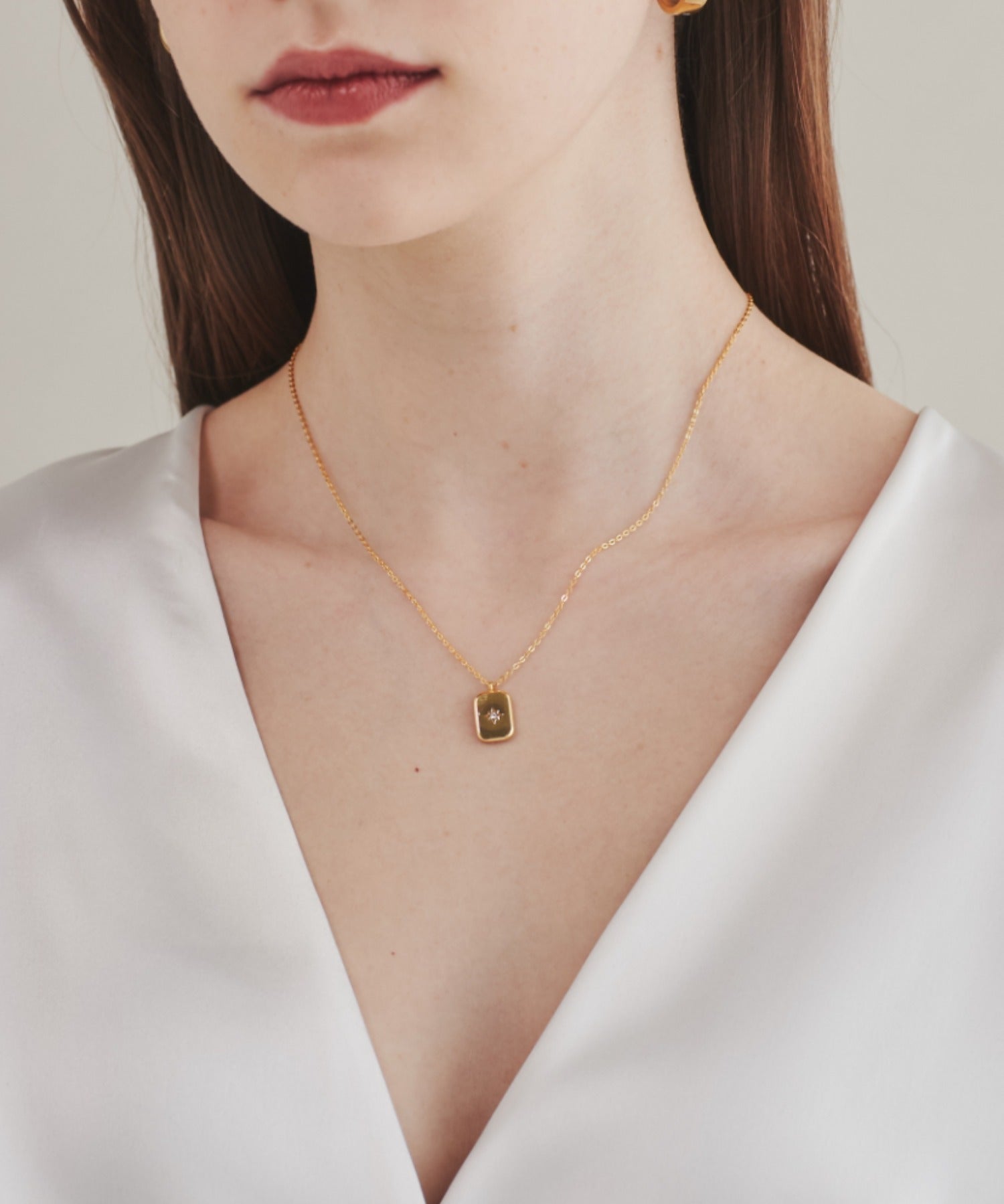 ciite' シーテ ネックレス 【 金属アレルギー対応 】 プレートビジューネックレス サージカルステンレス