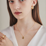 ciite' シーテ ネックレス 【 金属アレルギー対応 】 プレートビジューネックレス サージカルステンレス