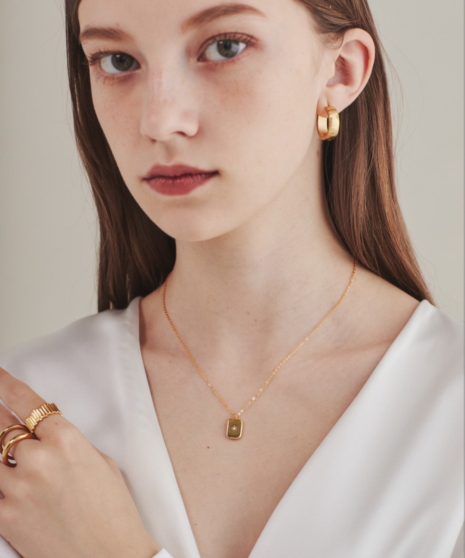 ciite' シーテ ネックレス 【 金属アレルギー対応 】 プレートビジューネックレス サージカルステンレス