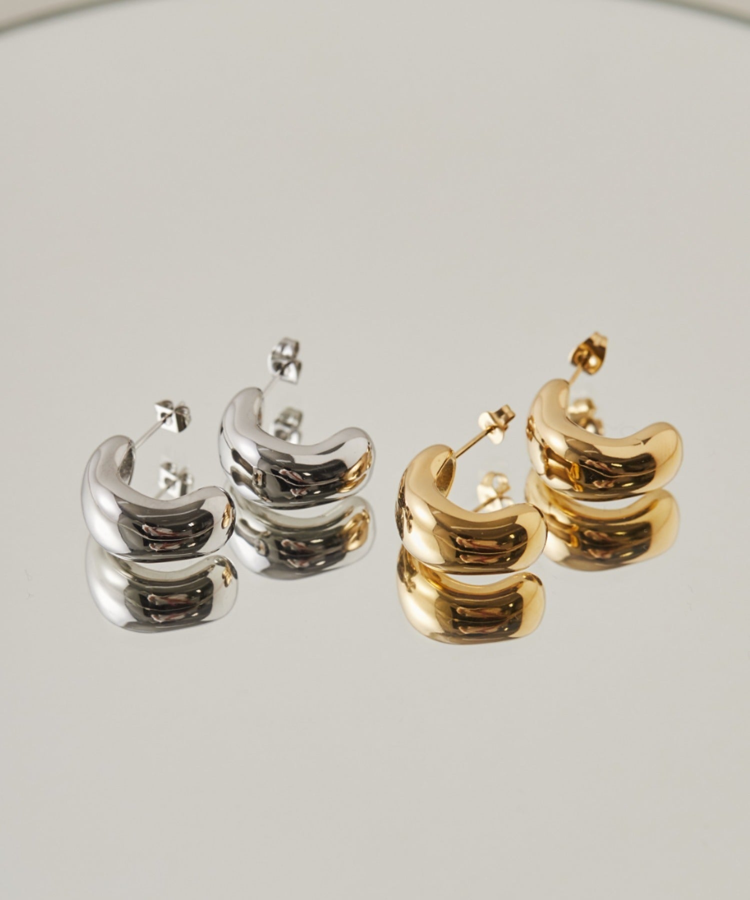 ciite' シーテ ピアス（両耳用） 【 金属アレルギー対応 】 ぷっくりピアス サージカルステンレス (両耳用)