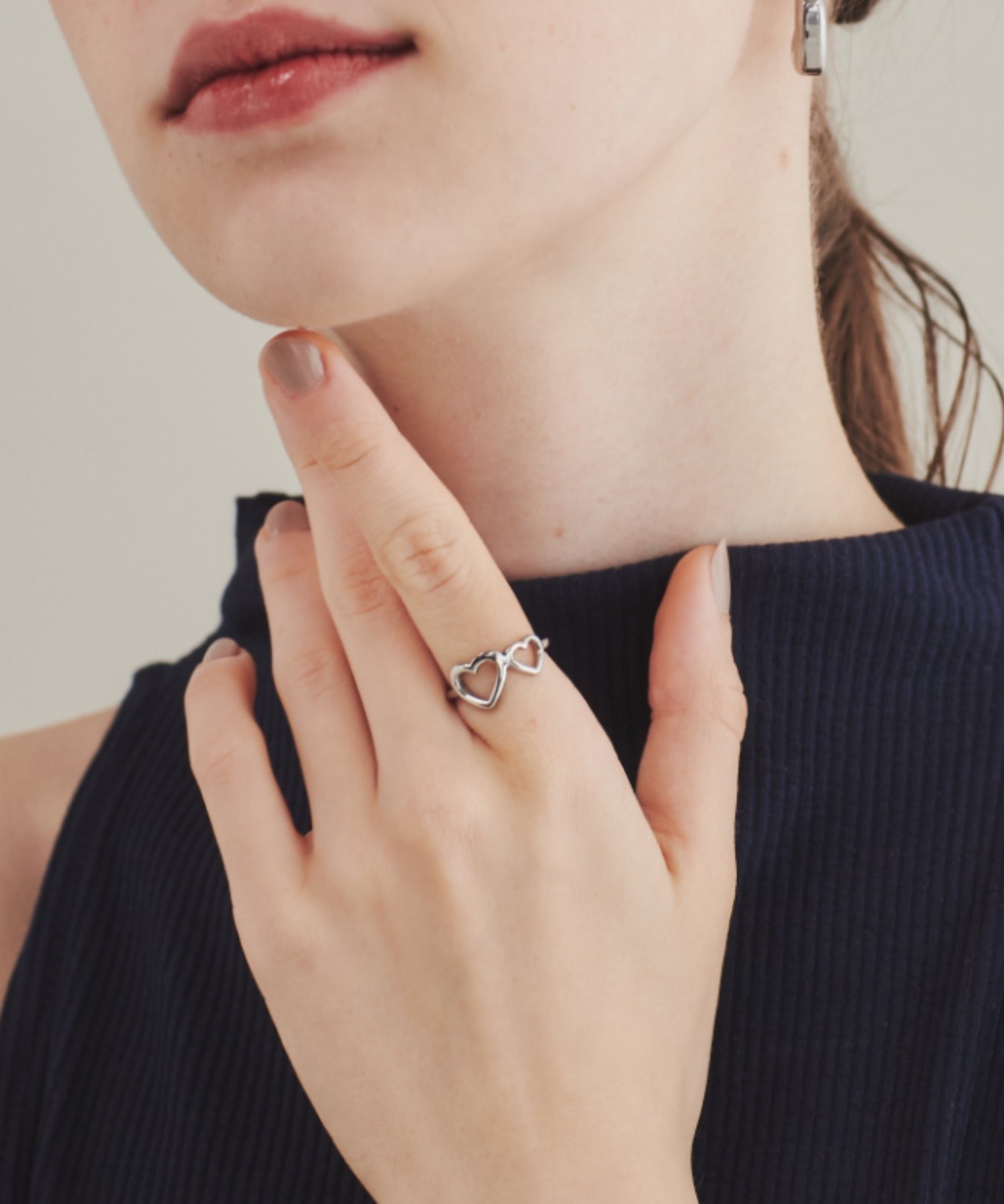 ciite' シーテ リング 【 金属アレルギー対応 】 ダブルハートリング サージカルステンレス シルバー