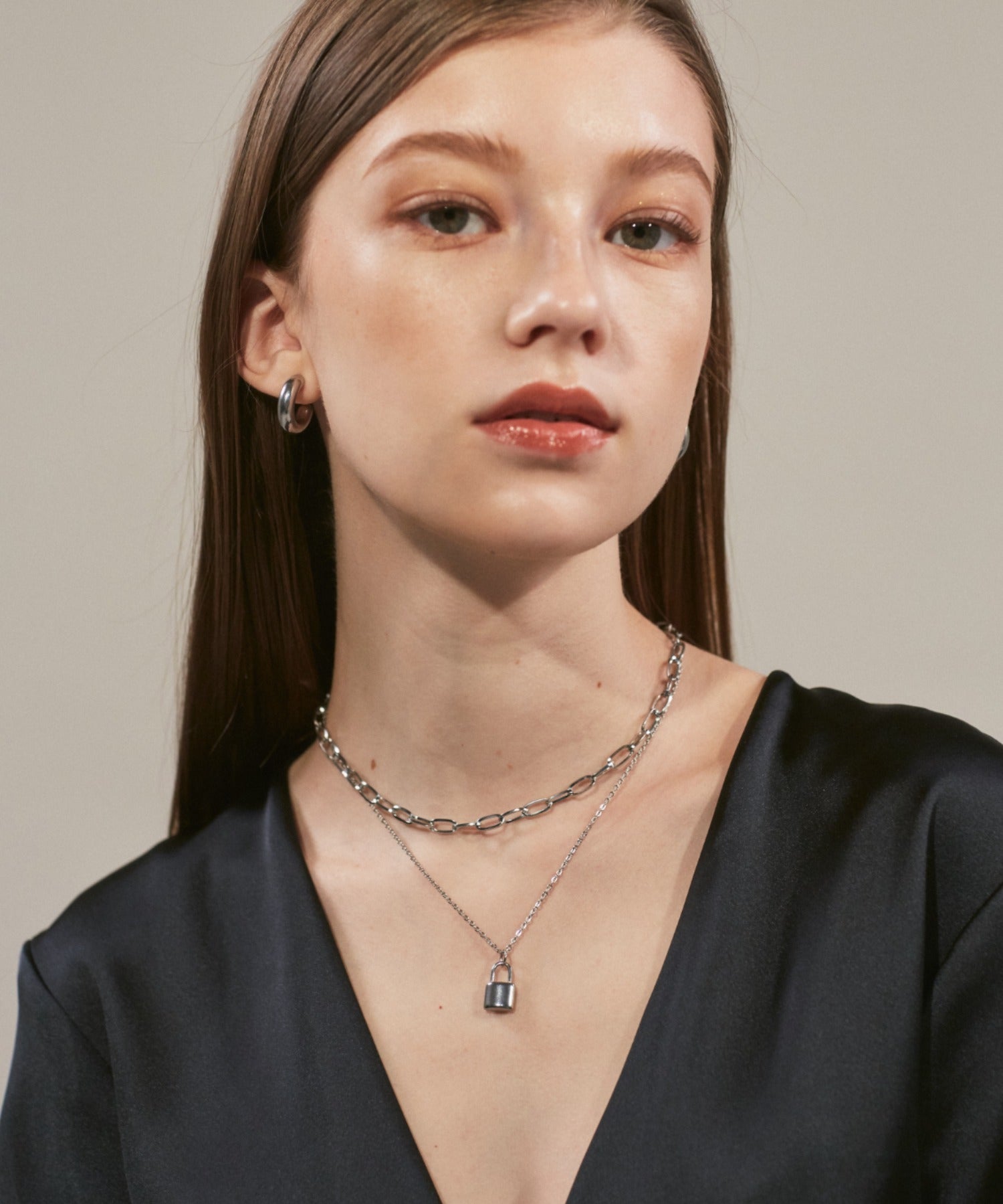 ciite' シーテ ネックレス 【 金属アレルギー対応 】 チェーン & パドロックネックレス 2セット