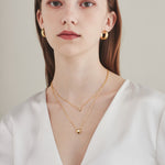 ciite' シーテ ネックレス 【 金属アレルギー対応 】 2連ハートビジューネックレス サージカルステンレス