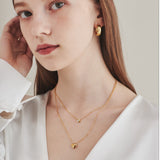 ciite' シーテ ネックレス 【 金属アレルギー対応 】 2連ハートビジューネックレス サージカルステンレス