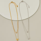 ciite' シーテ ネックレス 【 金属アレルギー対応 】 2連ハートビジューネックレス サージカルステンレス