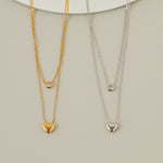 ciite' シーテ ネックレス 【 金属アレルギー対応 】 2連ハートビジューネックレス サージカルステンレス