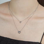 ciite' シーテ ネックレス 【 金属アレルギー対応 】 2連ハートビジューネックレス サージカルステンレス