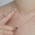 ciite' シーテ ネックレス 【 金属アレルギー対応 】 2連ハートビジューネックレス サージカルステンレス