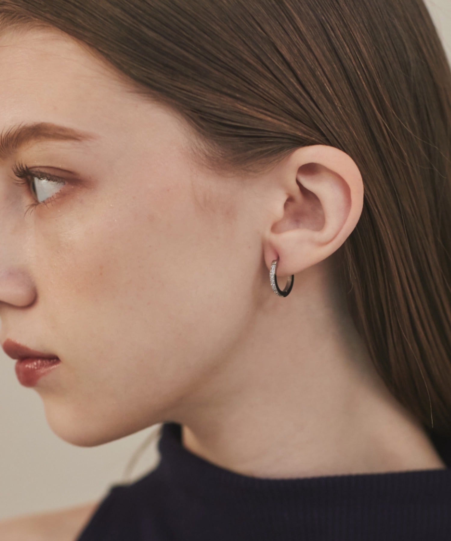 ciite' シーテ ピアス（両耳用） 【 金属アレルギー対応 】 ビジューフープピアス サージカルステンレス (両耳用) シルバー FREE