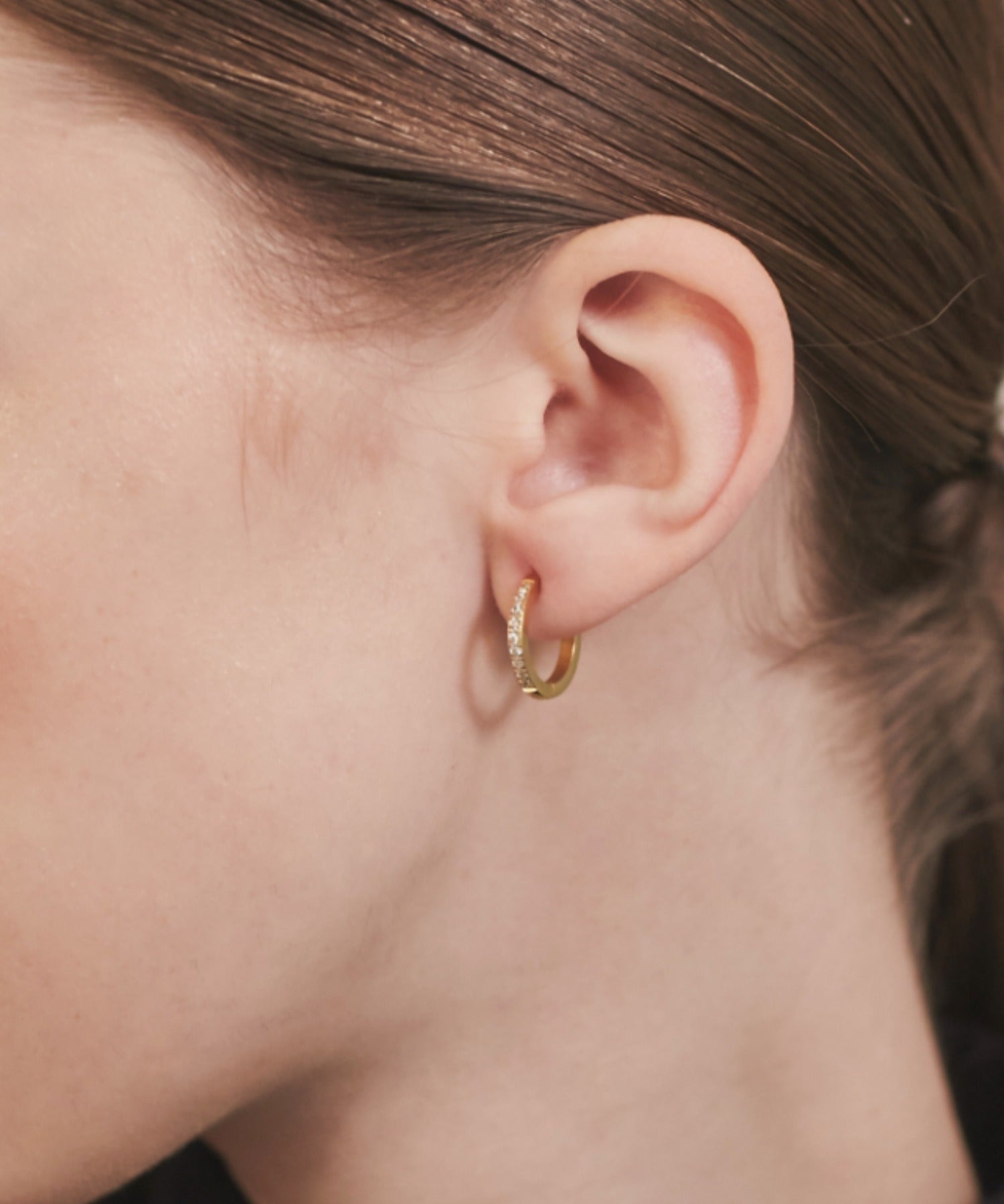 ciite' シーテ ピアス（両耳用） 【 金属アレルギー対応 】 ビジューフープピアス サージカルステンレス (両耳用) ゴールド FREE