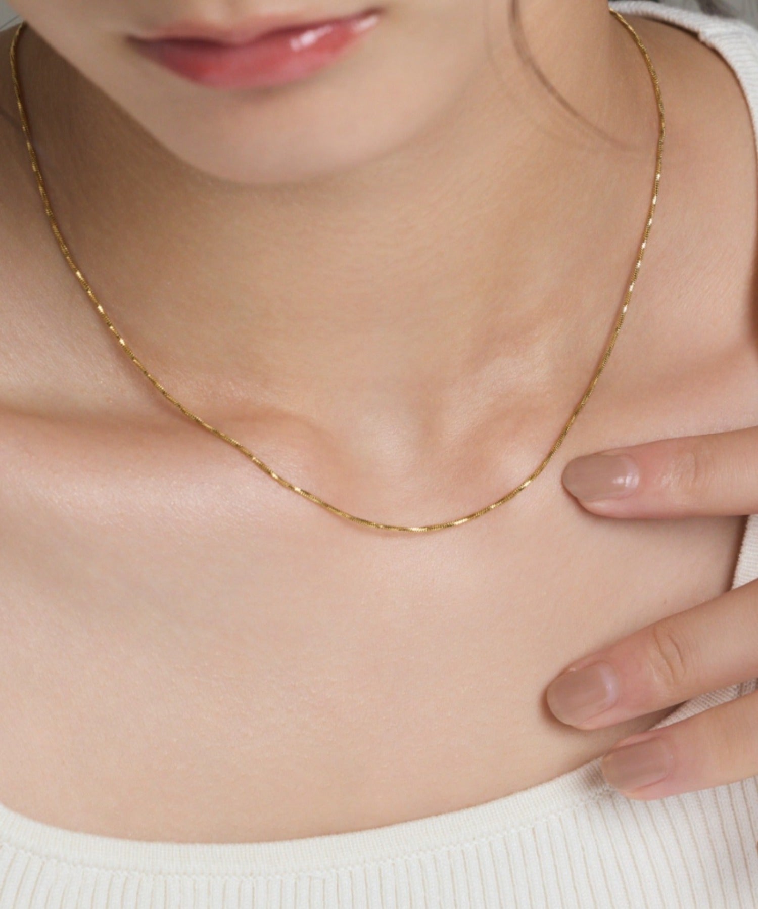 ciite' シーテ ネックレス 【 金属アレルギー対応 】 ツイストチェーンネックレス サージカルステンレス ゴールド FREE