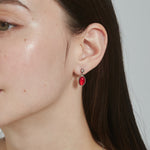 ciite' シーテ ピアス（両耳用） 【 金属アレルギー対応 】 オーバルカラーピアス サージカルステンレス (両耳用) レッド FREE