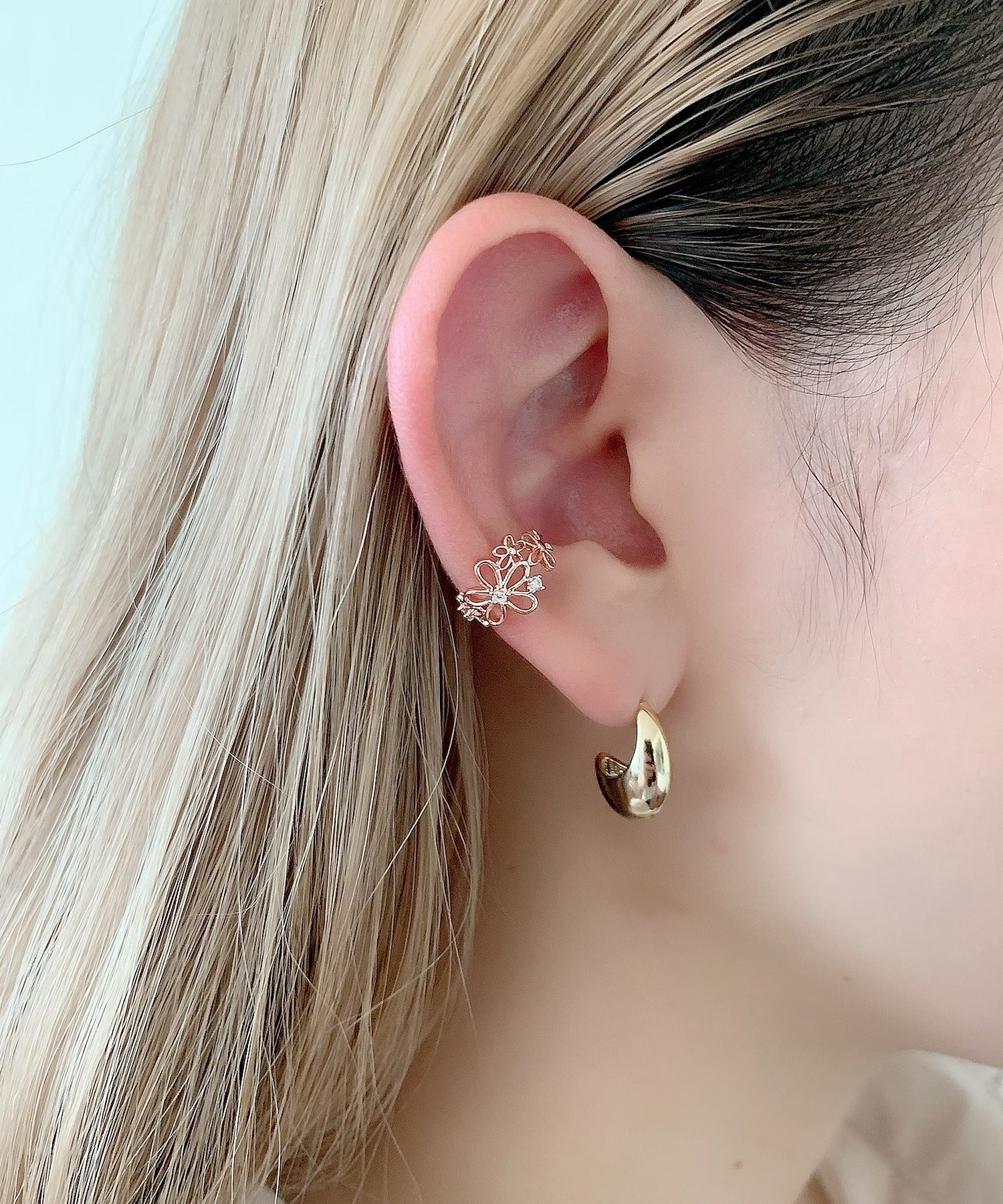 ciite' シーテ イヤーカフ シルバー925 フラワーイヤーカフ（片耳用） ピンクゴールド FREE