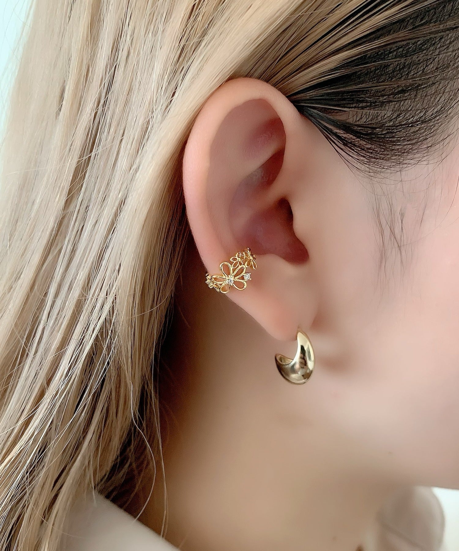 ciite' シーテ イヤーカフ シルバー925 フラワーイヤーカフ（片耳用） ゴールド FREE