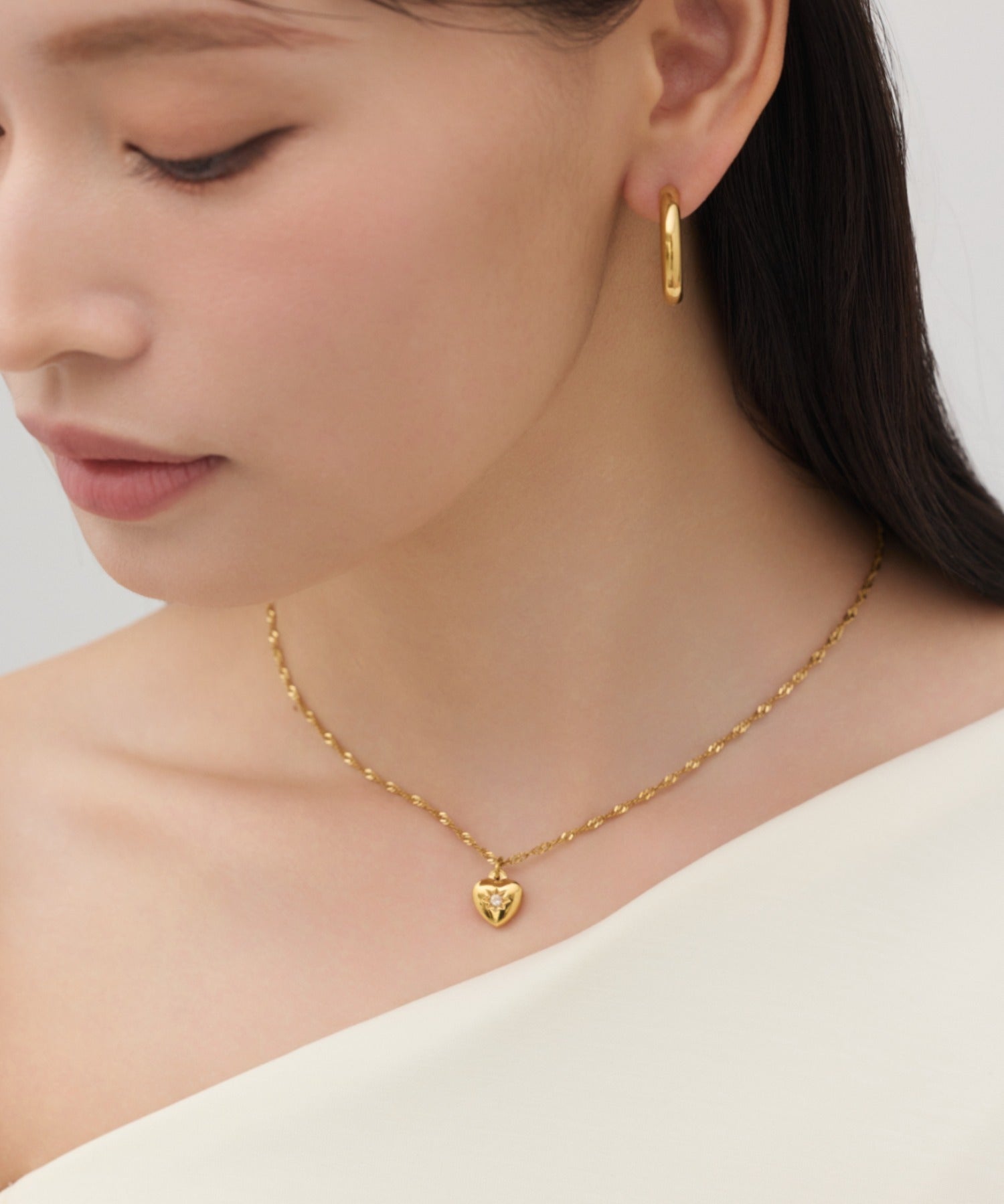 ciite' シーテ ネックレス 【 金属アレルギー対応 】 ビジューハートネックレス サージカルステンレス