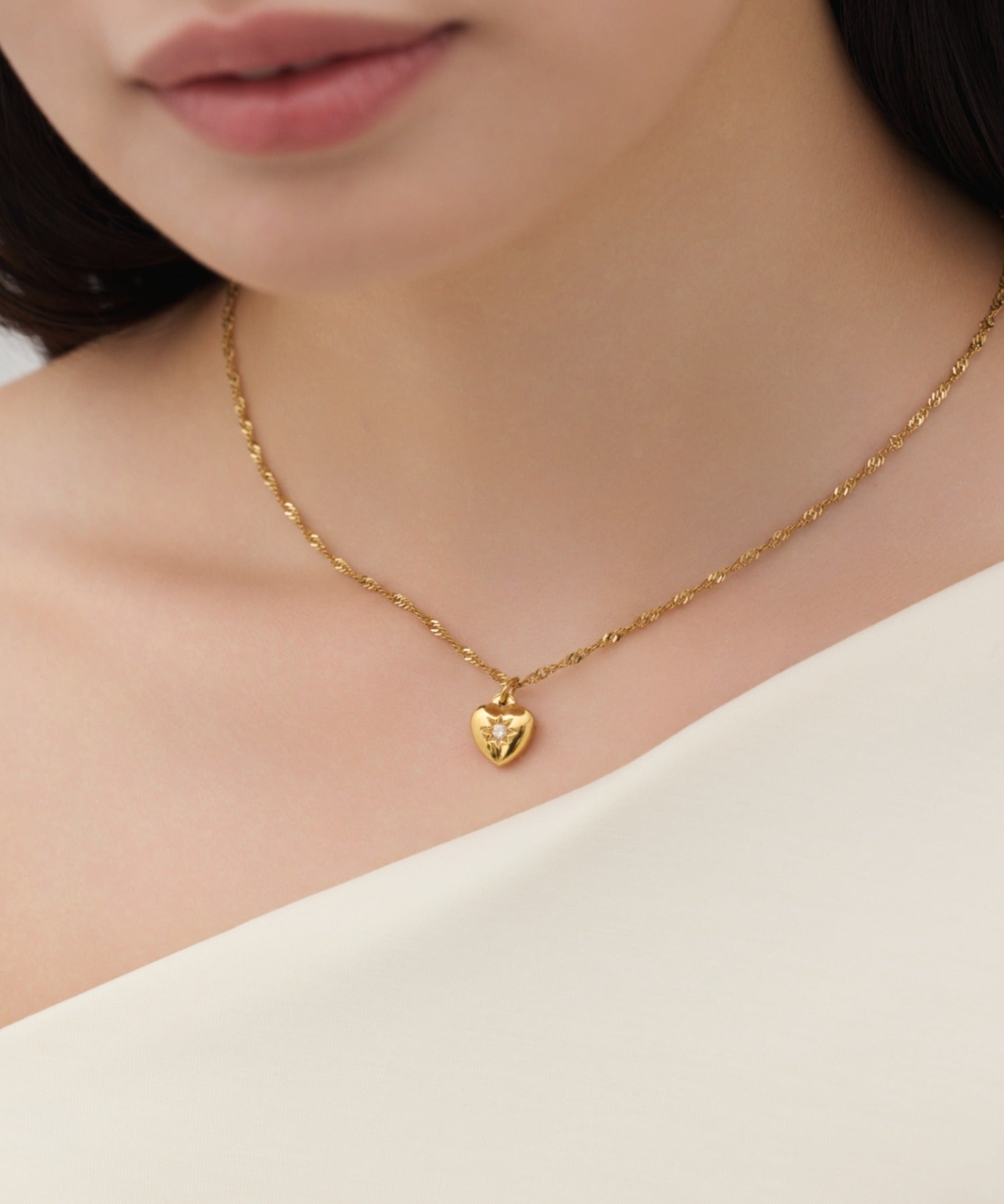 ciite' シーテ ネックレス 【 金属アレルギー対応 】 ビジューハートネックレス サージカルステンレス