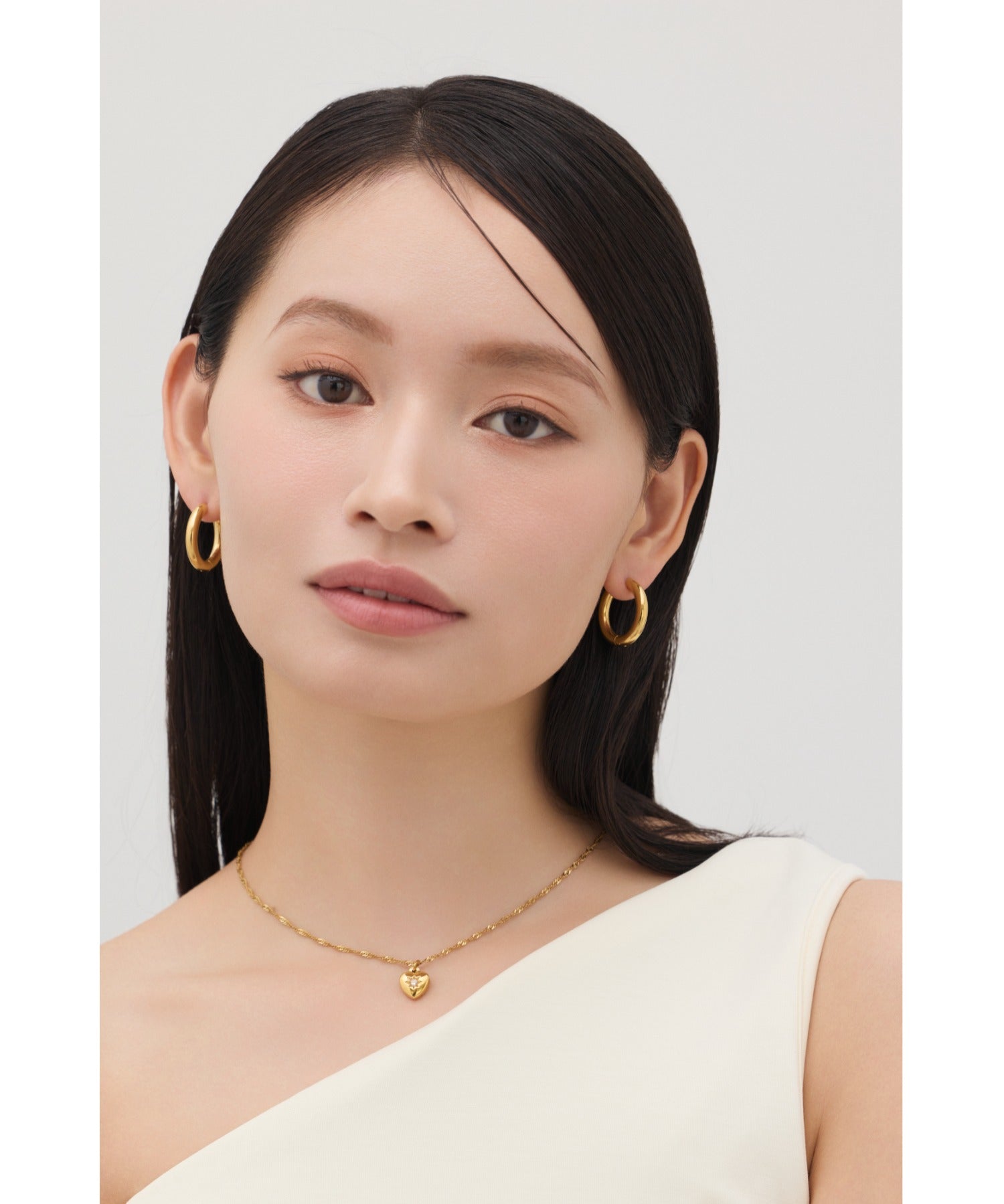 ciite' シーテ ネックレス 【 金属アレルギー対応 】 ビジューハートネックレス サージカルステンレス