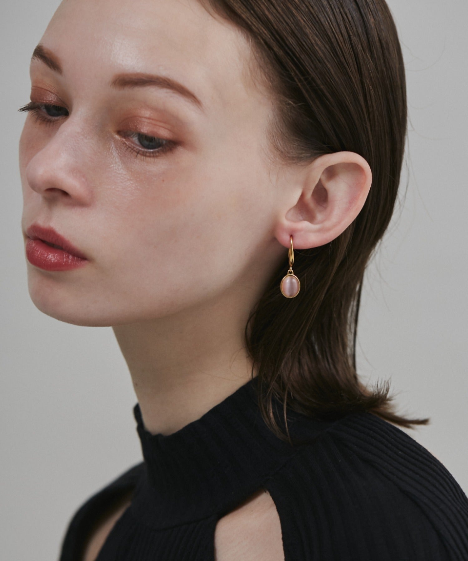 ciite' シーテ ピアス（両耳用） 【 金属アレルギー対応 】 オーバルストーン フックピアス サージカルステンレス (両耳用)