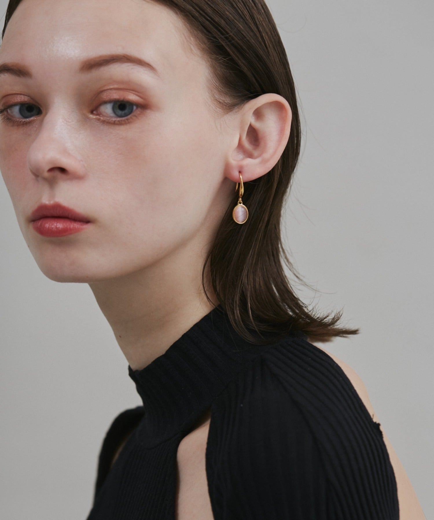 ciite' シーテ ピアス（両耳用） 【 金属アレルギー対応 】 オーバルストーン フックピアス サージカルステンレス (両耳用)