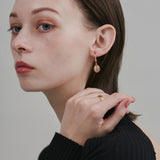 ciite' シーテ ピアス（両耳用） 【 金属アレルギー対応 】 オーバルストーン フックピアス サージカルステンレス (両耳用)