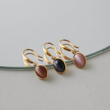 ciite' シーテ ピアス（両耳用） 【 金属アレルギー対応 】 オーバルストーン フックピアス サージカルステンレス (両耳用)