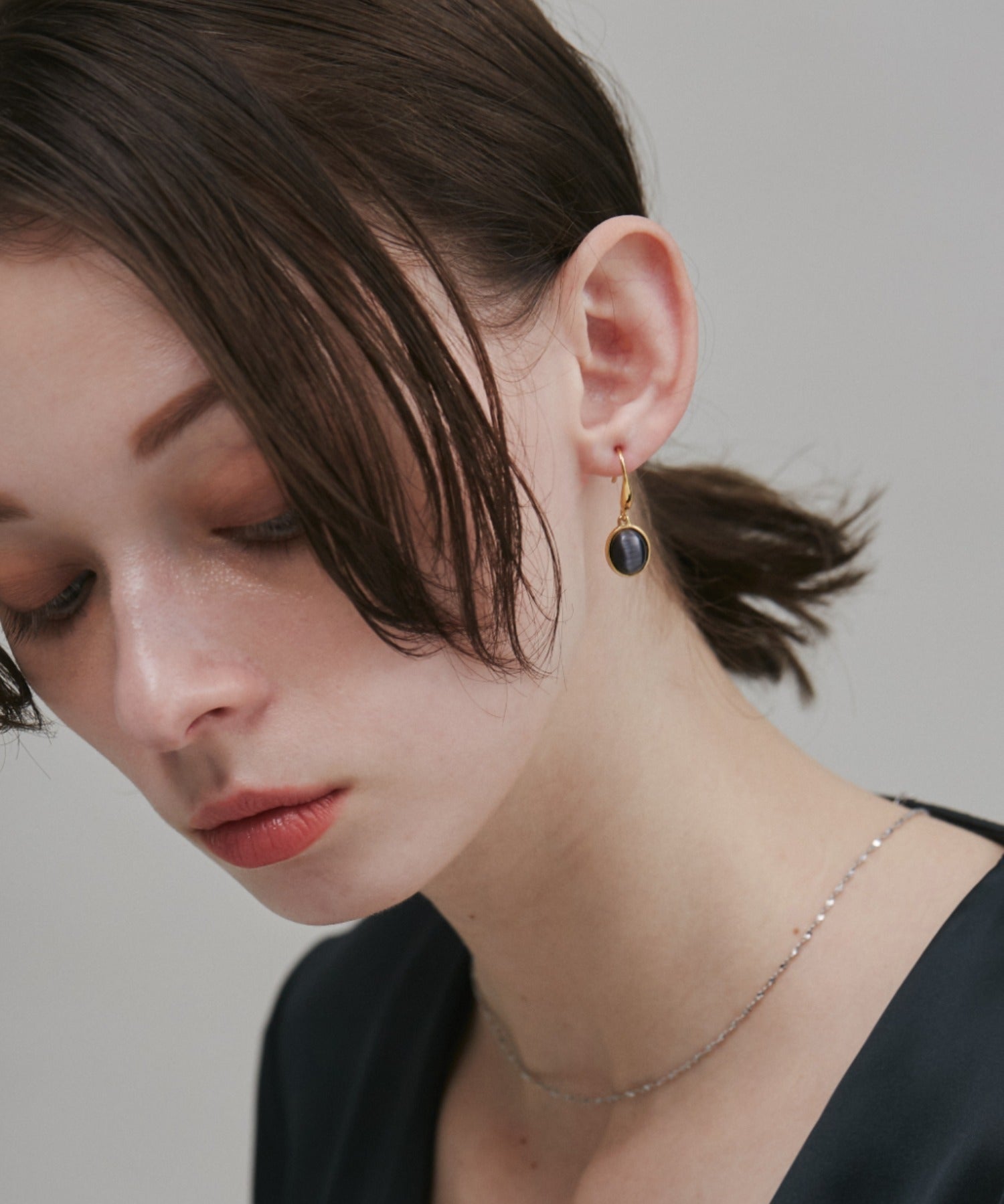 ciite' シーテ ピアス（両耳用） 【 金属アレルギー対応 】 オーバルストーン フックピアス サージカルステンレス (両耳用)