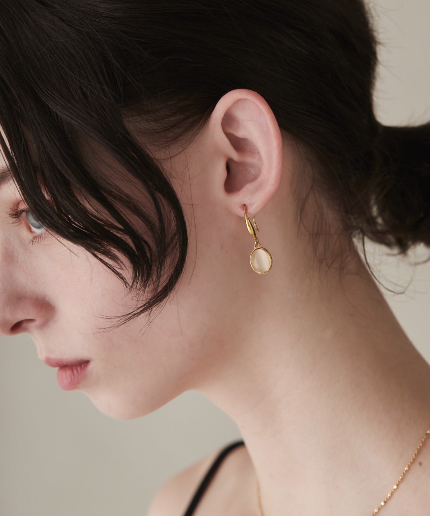 ciite' シーテ ピアス（両耳用） 【 金属アレルギー対応 】 オーバルストーン フックピアス サージカルステンレス (両耳用)