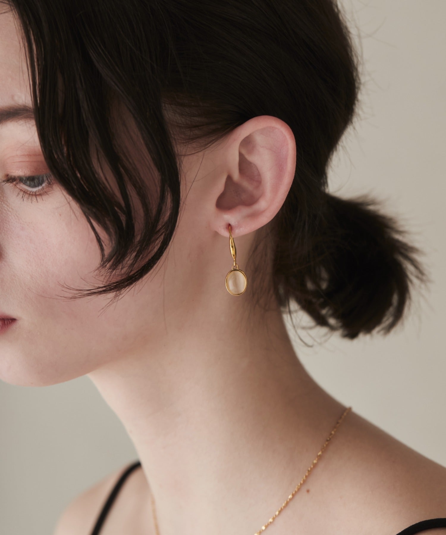 ciite' シーテ ピアス（両耳用） 【 金属アレルギー対応 】 オーバルストーン フックピアス サージカルステンレス (両耳用)