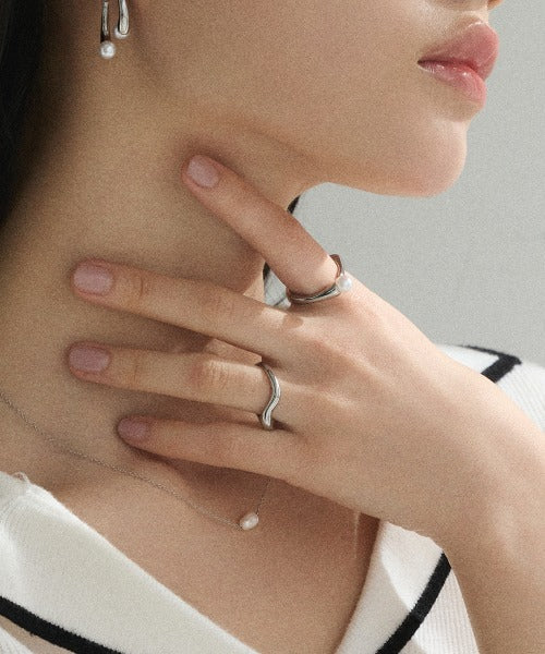 ciite' シーテ リング 【 金属アレルギー対応 】 パールモチーフリング サージカルステンレス シルバー