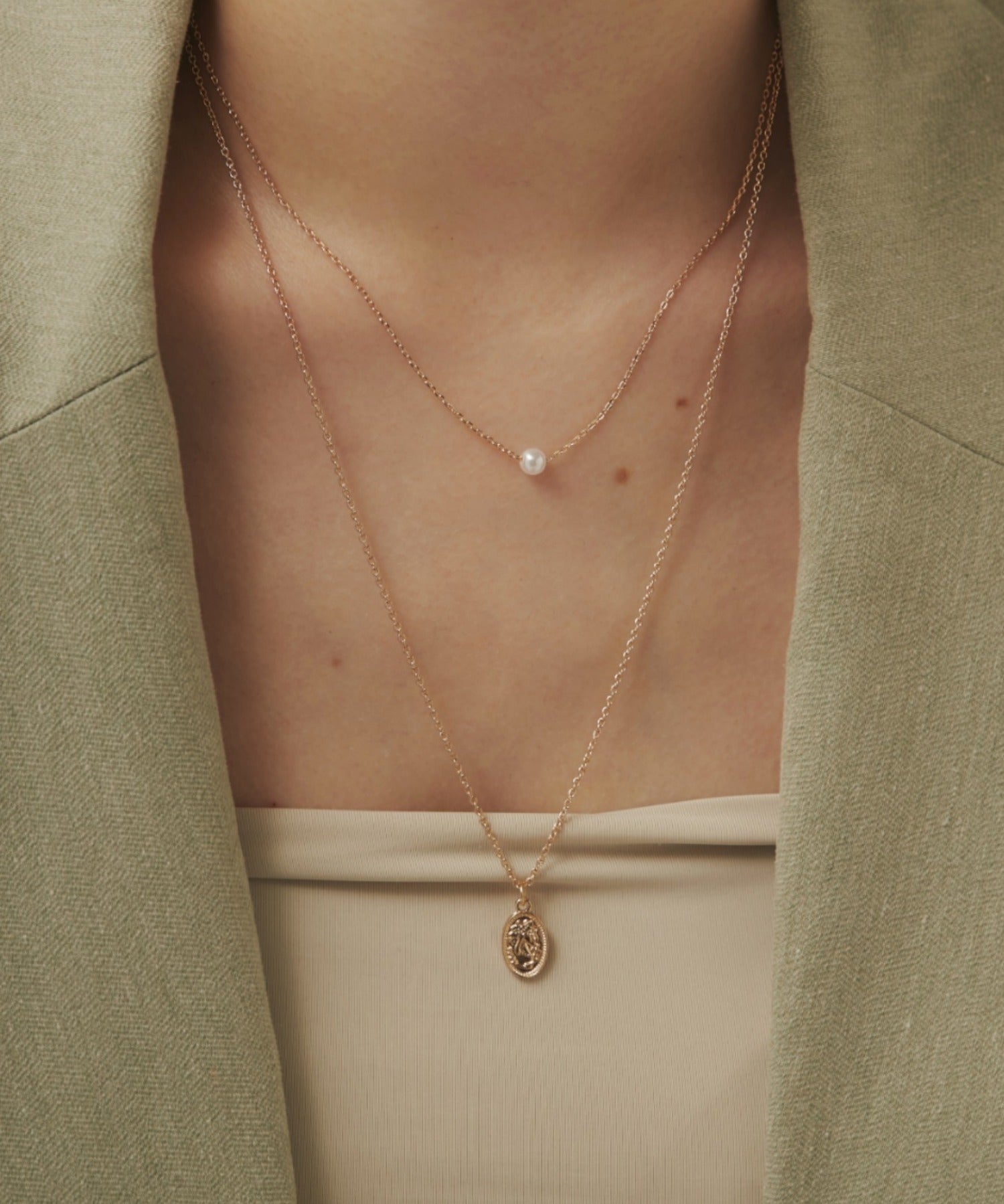 ciite' シーテ ネックレス コインネックレス & パールネックレス 2個セット