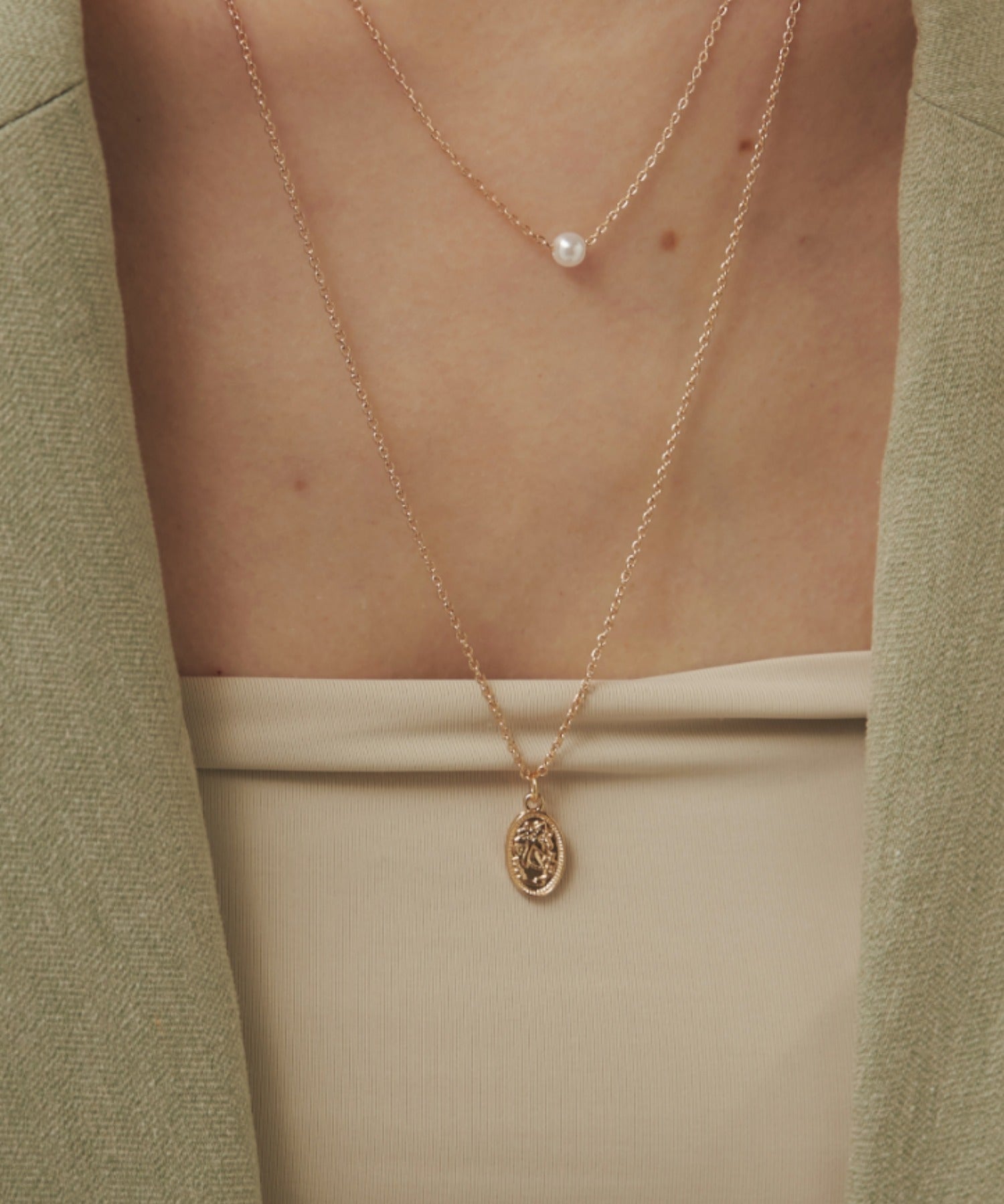 ciite' シーテ ネックレス コインネックレス & パールネックレス 2個セット