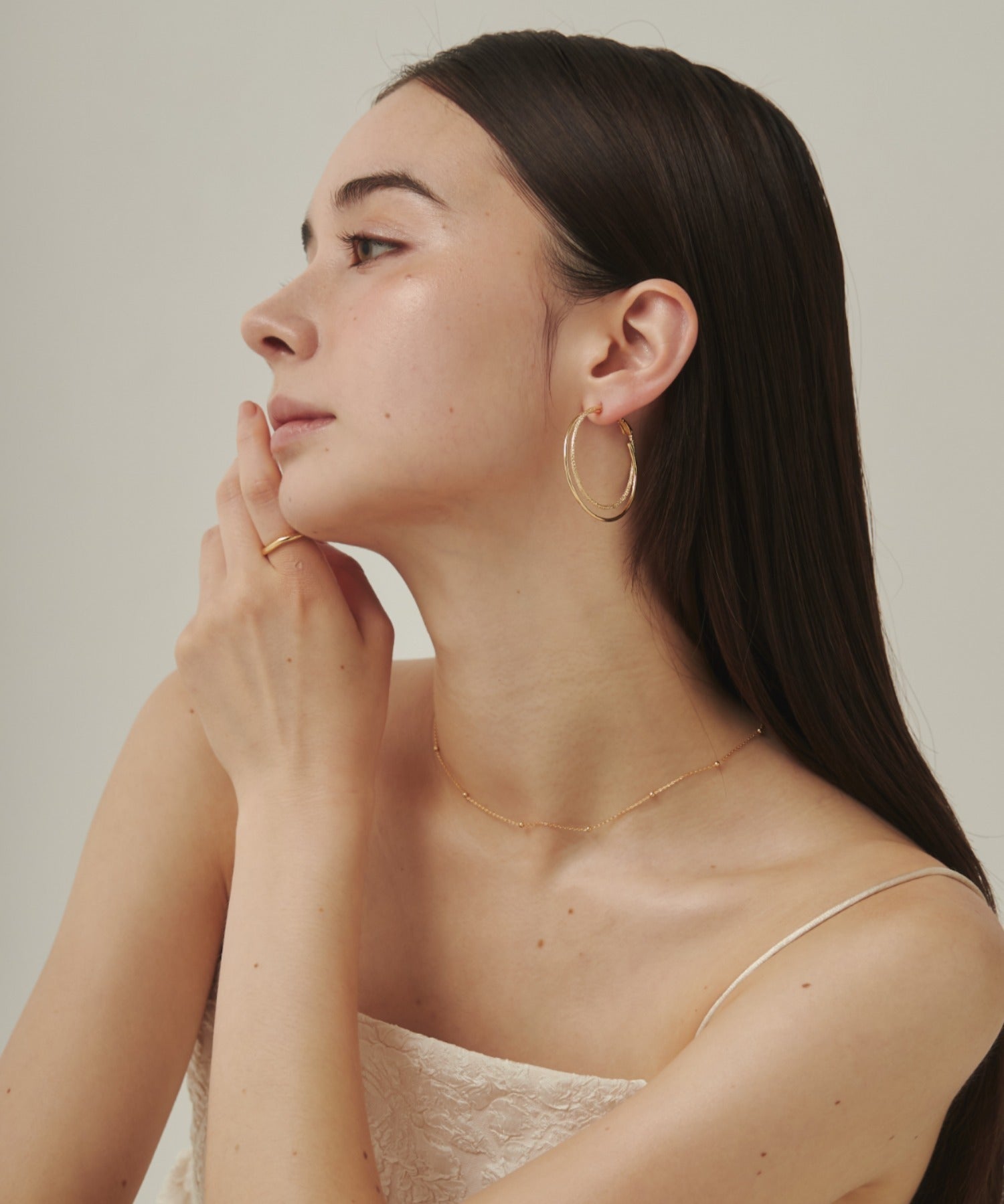 ciite' シーテ ピアス（両耳用） 梨地フープピアス (両耳用)