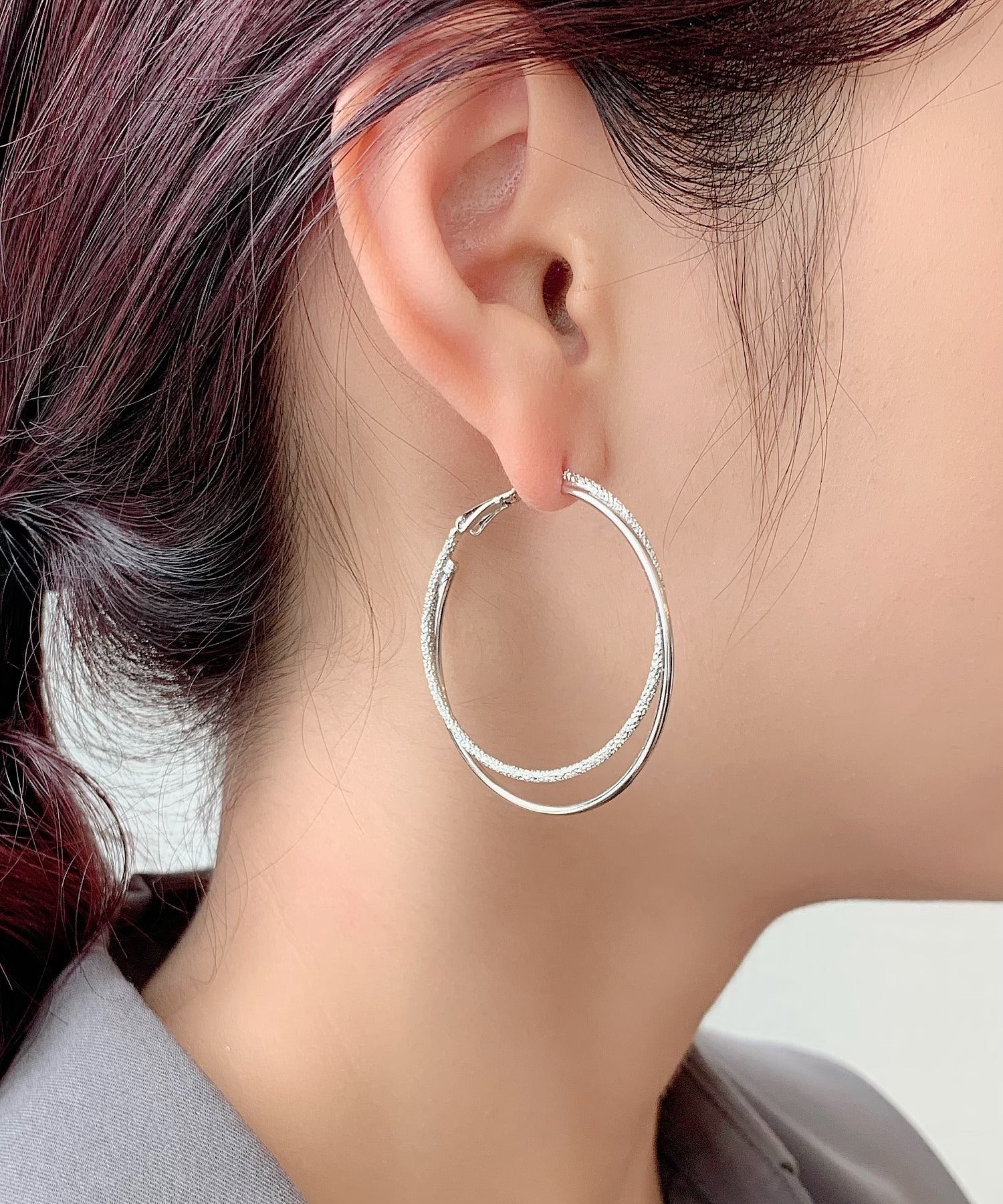 ciite' シーテ ピアス（両耳用） 梨地フープピアス (両耳用)