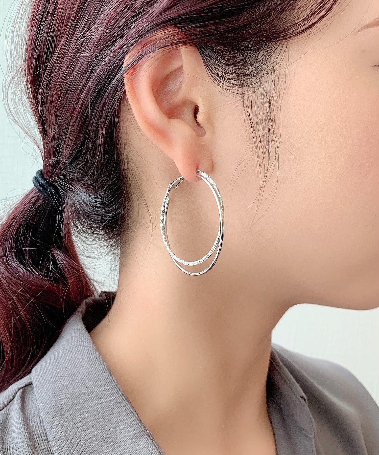 ciite' シーテ ピアス（両耳用） 梨地フープピアス (両耳用)