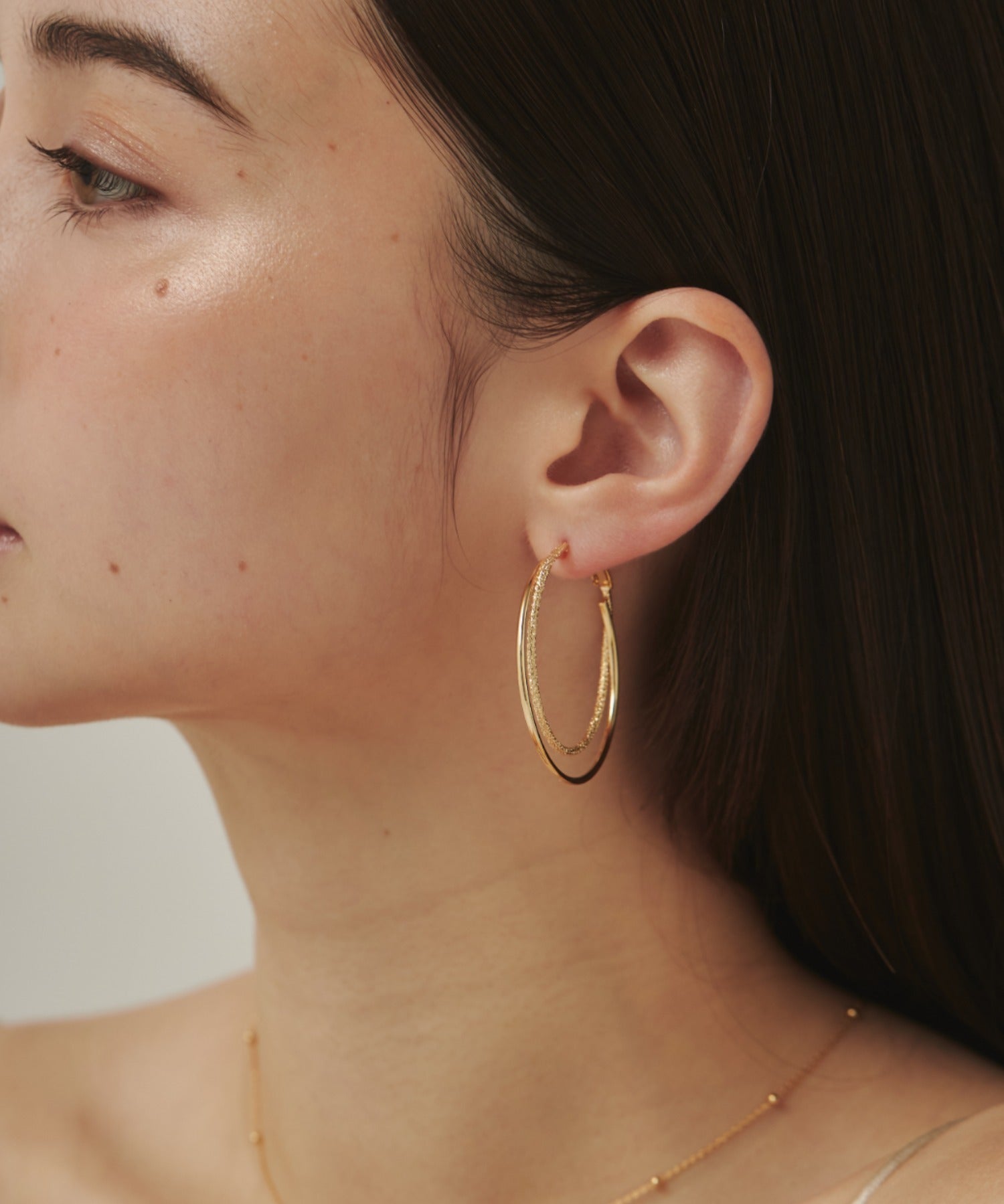 ciite' シーテ ピアス（両耳用） 梨地フープピアス (両耳用)